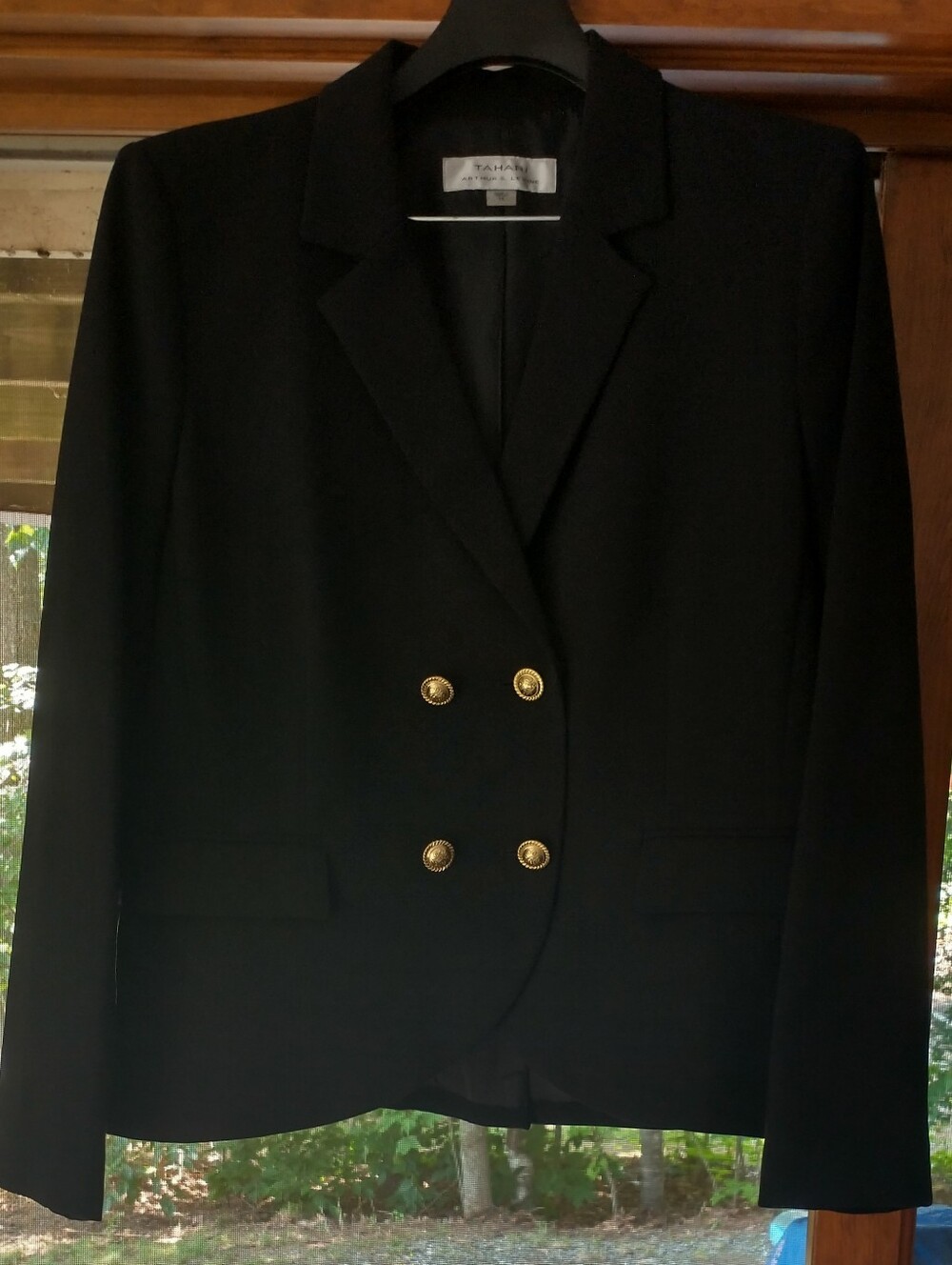 Tahari Black Double Breasted Skirt Suit